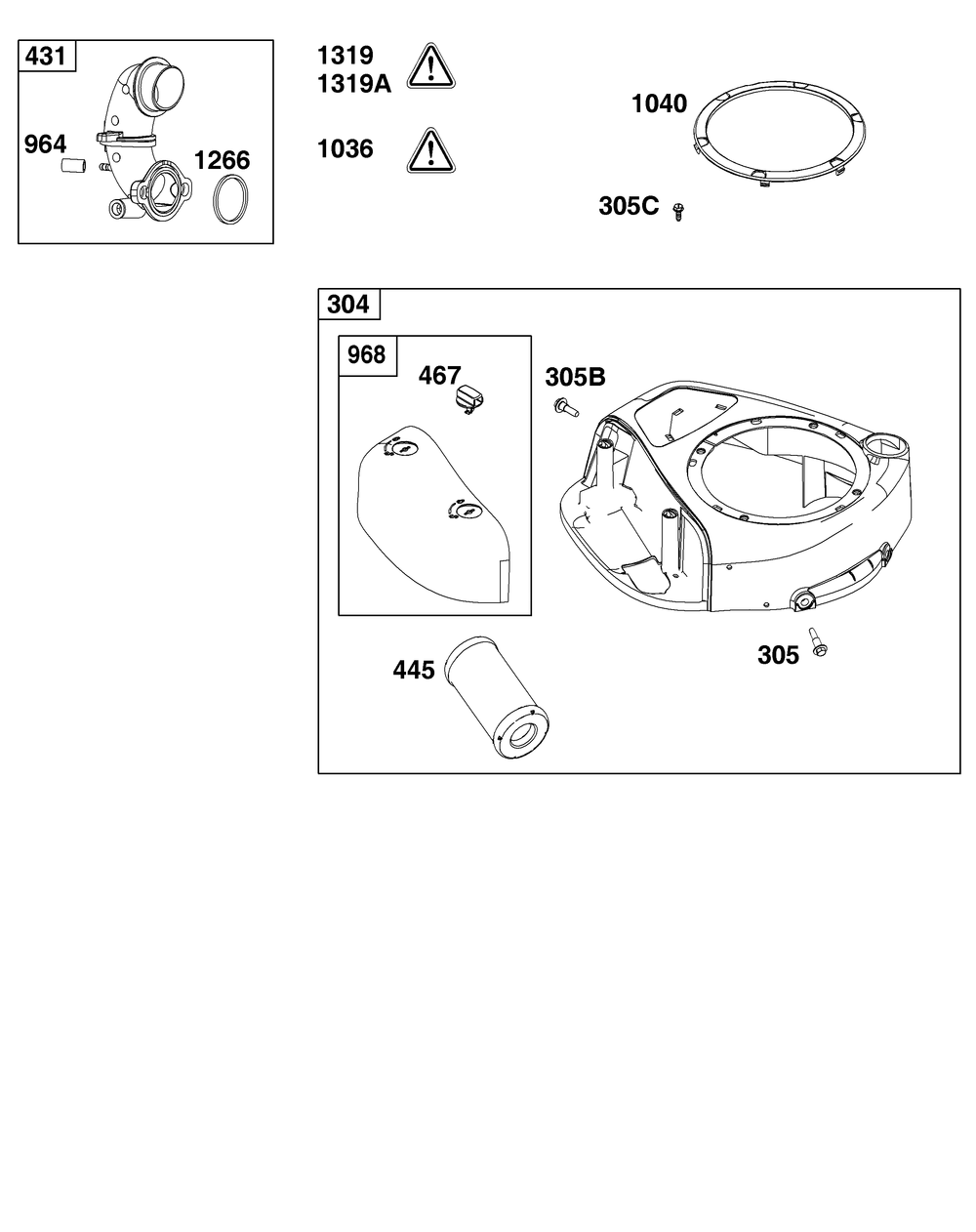 Blower Housing And Air Cleaner Group Diagram and Parts List for 31R707-0056-G1 200000 - 399999 Briggs and Stratton Engine